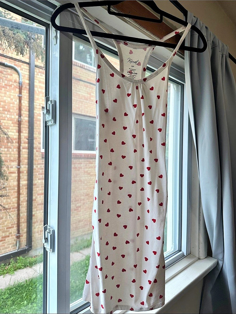 Kismet Heart Print Mini Dress White & Red Size S/P